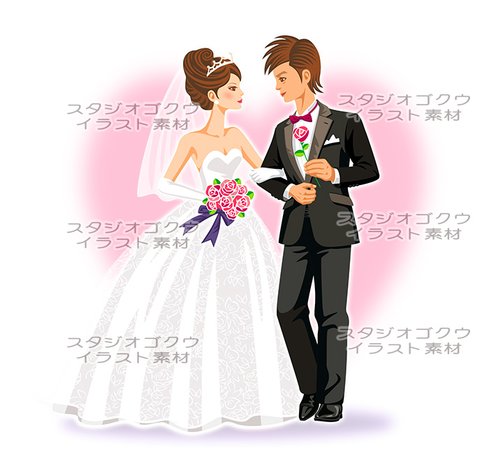 ウェディングイラスト素材 2 結婚式新郎新婦イラスト 美しい似顔絵のスタジオゴクウ 美顔絵