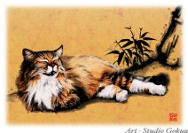 Traditional ink painting style