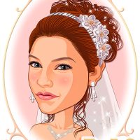 結婚式新婦・花嫁髪型ヘアスタイル似顔絵見本パターン「B-10」