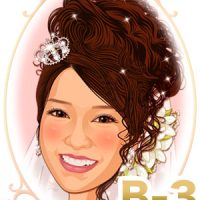 結婚式新婦・花嫁髪型ヘアスタイル似顔絵見本パターン「B-3」