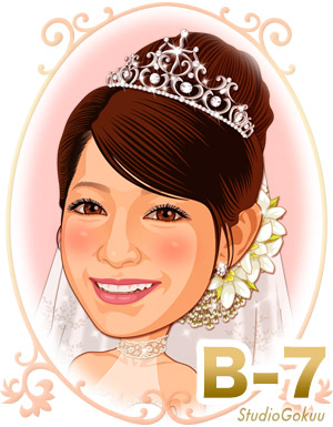 結婚式新婦・花嫁髪型ヘアスタイル似顔絵見本パターン「B-7」