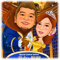 新婦シュシュ髪型、お城宮殿・ダンスシーン・赤い薔薇、ディズニーアニメ風