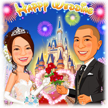 アニメマンガコスチューム 結婚式の美しい似顔絵 美顔絵 Com
