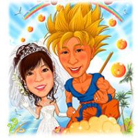 似顔絵ウェルカムボード：ドラゴンボールZ-2-1-縦（スーパーサイヤ人）