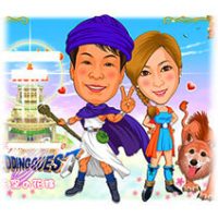 似顔絵ウェルカムボード：ドラゴンクエスト-1-1-横（ドラクエV・天空の花嫁コスチューム