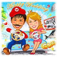 "似顔絵ウェルカムボード：マリオカート-1-1-横（岡山県と石川県のふるさとおみやげ自慢バージョン）