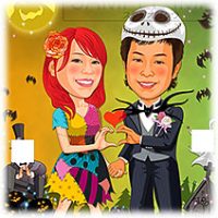 似顔絵ウェルカムボード：ナイトメアービフォアクリスマス-1-1-縦（ハロウィンコスチューム）