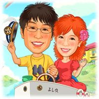 似顔絵ウェルカムボード：崖の上のポニョ-3-1-縦（宗介とポニョコスチューム）