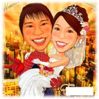 似顔絵ウェルカムボード：スーパーマン-1-1-縦（お姫様抱っこ