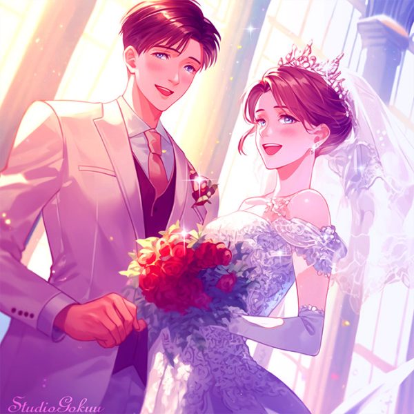 ウェディングイラスト素材カット「結婚式新郎新婦イラスト-1」