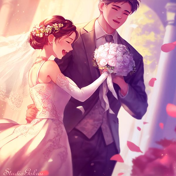 ウェディングイラスト素材カット「結婚式新郎新婦イラスト-2」