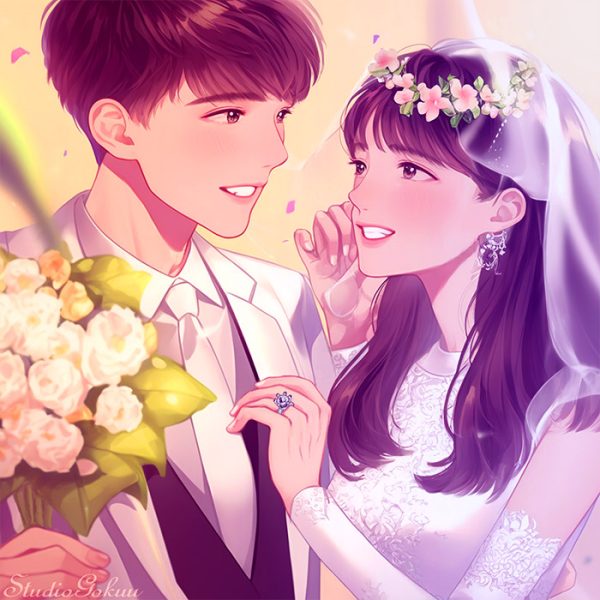 ウェディングイラスト素材カット「結婚式新郎新婦イラスト-5」