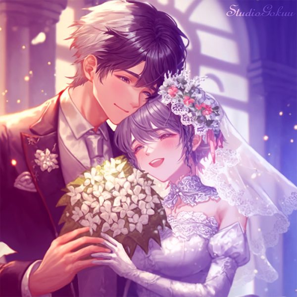 ウェディングイラスト素材カット「結婚式新郎新婦イラスト-6」