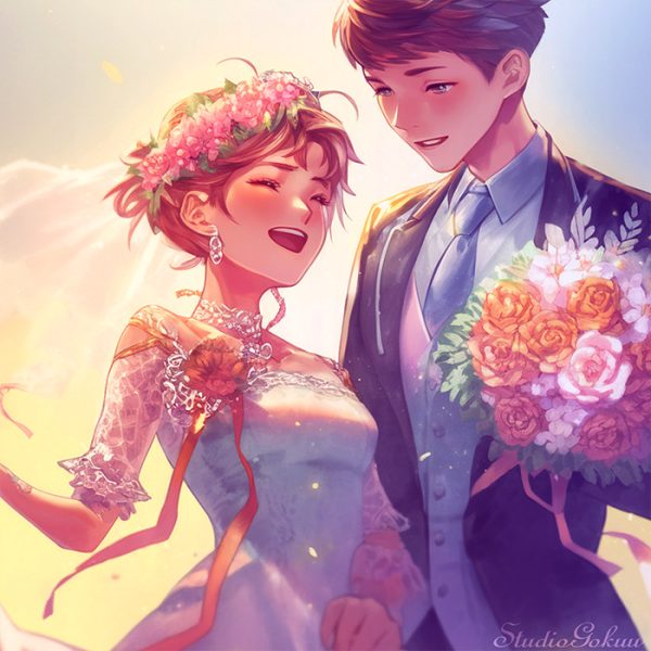 ウェディングイラスト素材カット「結婚式新郎新婦イラスト-7」