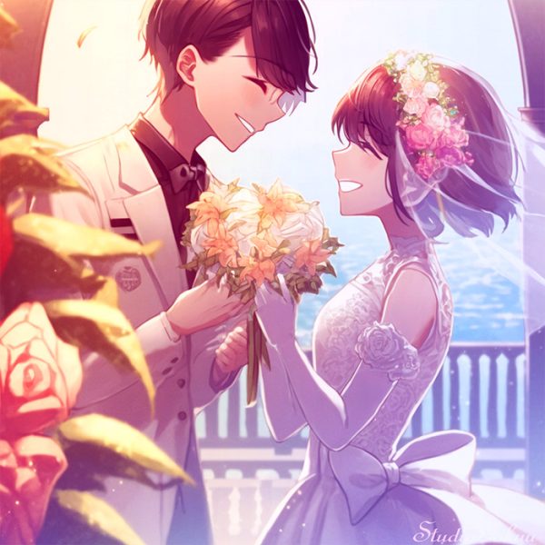 ウェディングイラスト素材カット「結婚式新郎新婦イラスト-8」