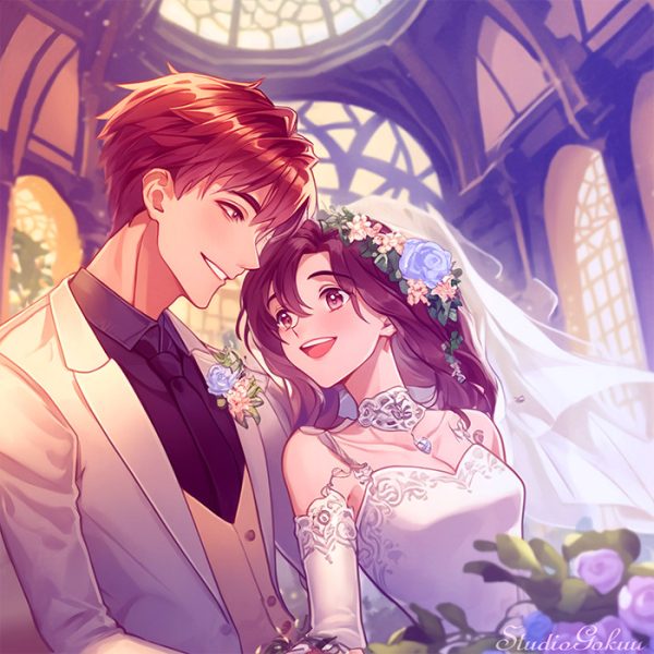 ウェディングイラスト素材カット「結婚式新郎新婦イラスト-9」