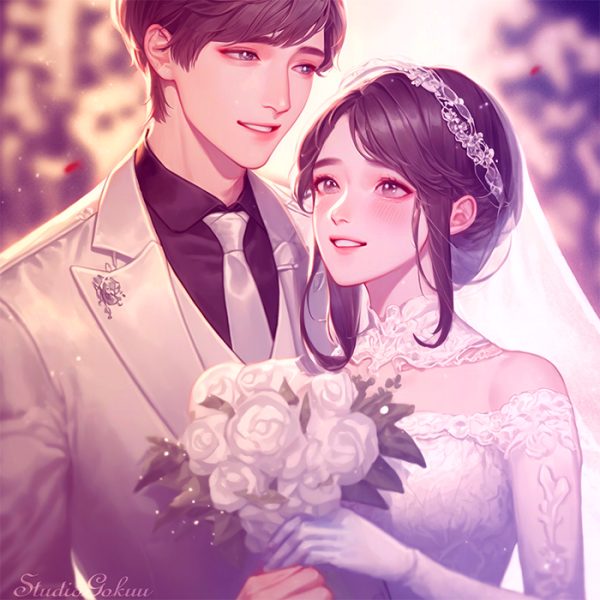 ウェディングイラスト素材カット-11「結婚式新郎新婦マンガアニメ調イラスト」